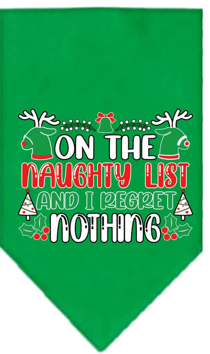 Christmas Pet Bandana "On The Naughty List And I Regret Nothing"