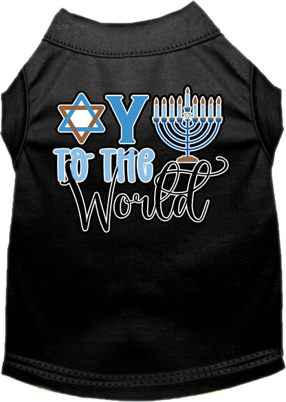 Hanukkah Pet Dog and Cat Shirt Screen Printed, "Oy To The World"