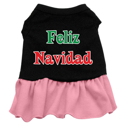 Christmas Pet Dress Screen Printed, "Feliz Navidad"