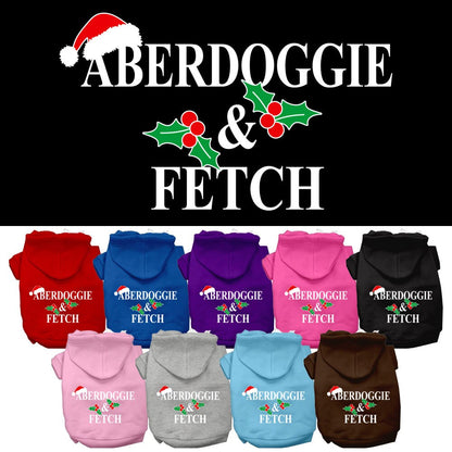 Christmas Pet Hoodie Screen Printed, "Aberdoggie & Fetch"