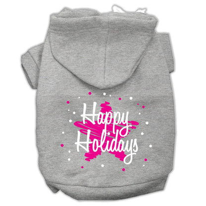 Christmas Pet Hoodie Screen Printed, "Scribble Happy Holidays"