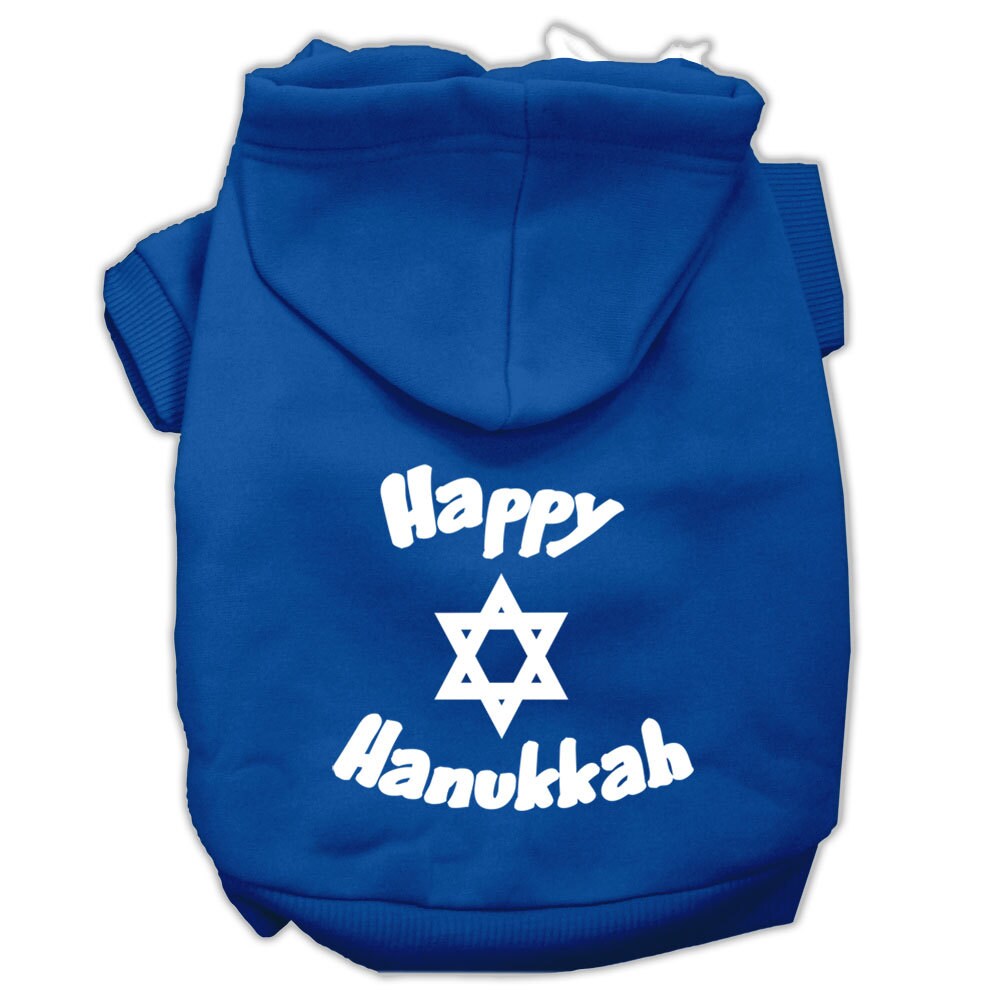 Hanukkah Pet Hoodie Screen Printed, "Happy Hanukkah"