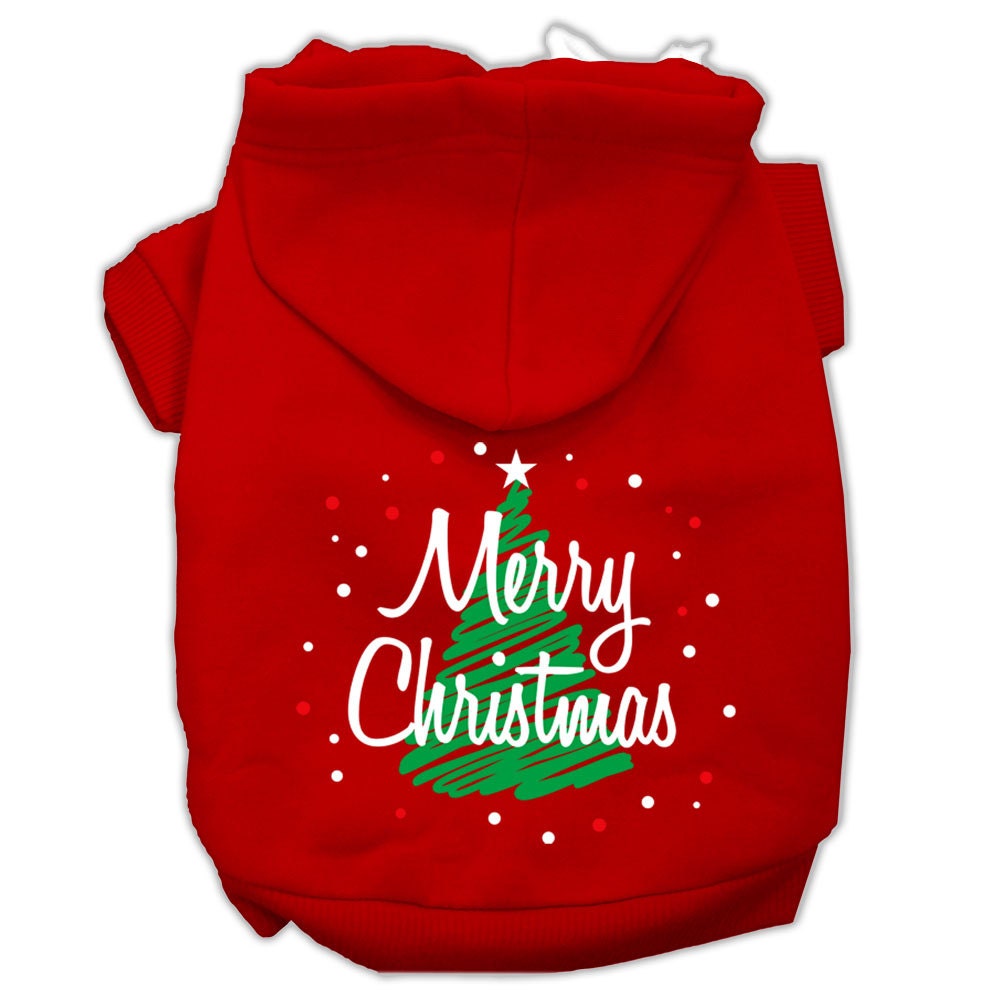 Christmas Pet Hoodie Screen Printed, "Scribble Merry Christmas"