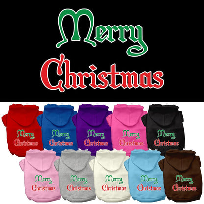 Christmas Pet Hoodie Screen Printed, "Merry Christmas"