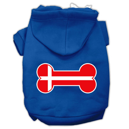 Pet Hoodie "Bone Shaped Denmark Flag"