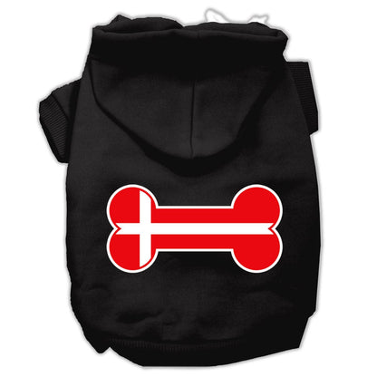 Pet Hoodie "Bone Shaped Denmark Flag"