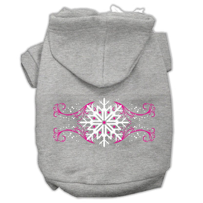 Christmas Pet Hoodie Screen Printed, "Pink Snowflake Swirls"
