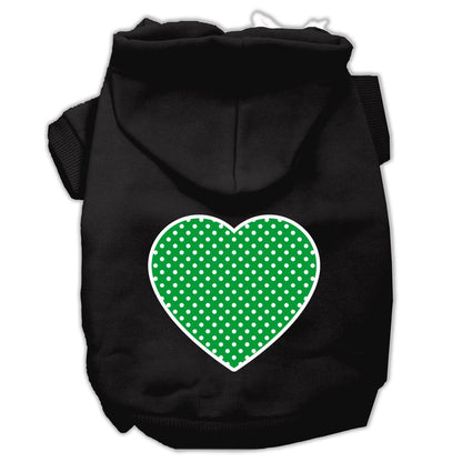 Pet Hoodie "Green Swiss Dots Heart"