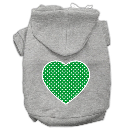Pet Hoodie "Green Swiss Dots Heart"