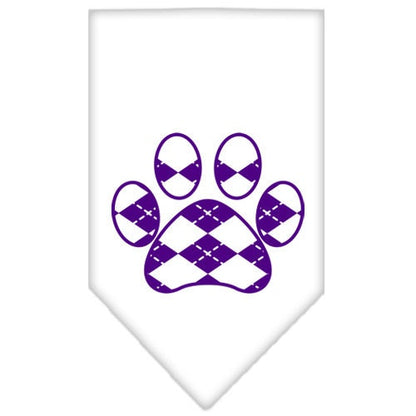 Pet and Dog Bandana Screen Printed, "Purple Argyle Paw"