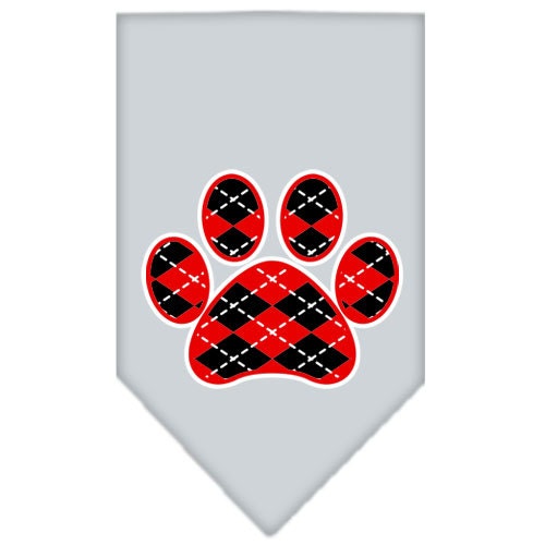 Pet and Dog Bandana Screen Printed, "Red Argyle Paw"