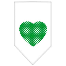 Pet and Dog Bandana Screen Printed, "Green Swiss Dot Heart"