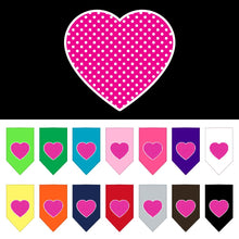 Pet and Dog Bandana Screen Printed, "Pink Swiss Dot Heart"