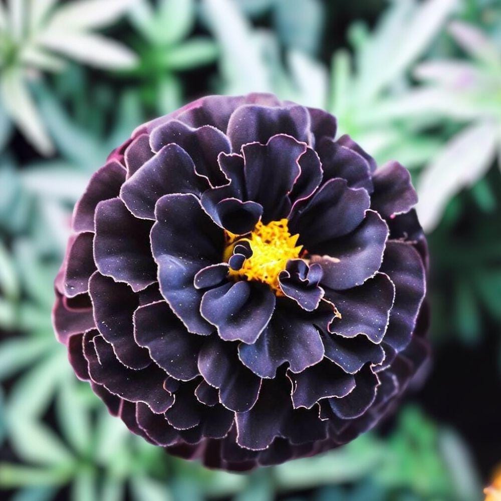 Hybrid Black Marigold Seeds – Dark Burgundy to Black Flowers, Tagetes erecta, 25+ Seeds for Garden Beds & Containers