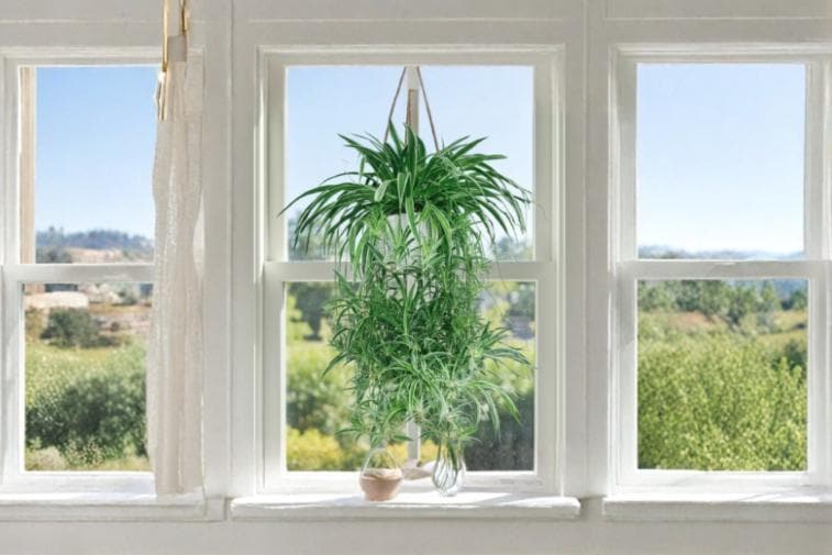 Spider Plant Rooted Cuttings, Variegated Indoor Houseplant, Chlorophytum comosum, Green & White Foliage