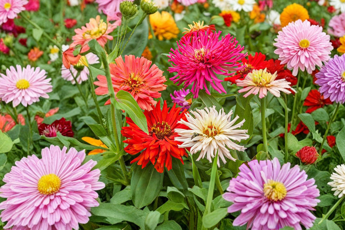 Cactus Flowered Zinnia Seeds Spring Mix, Colorful, Heat & Drought Tolerant, Zinnia elegans, Cut Flower Garden, Bright Blooms