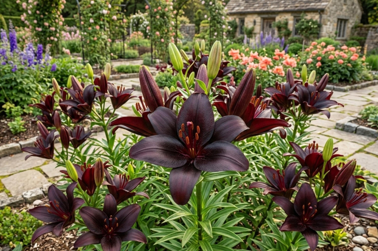 Nightrider Asiatic Lily Bulb – Live Perennial Flower, Lilium asiaticum 'Nightrider' for Garden, Border, Container, Cutting Garden