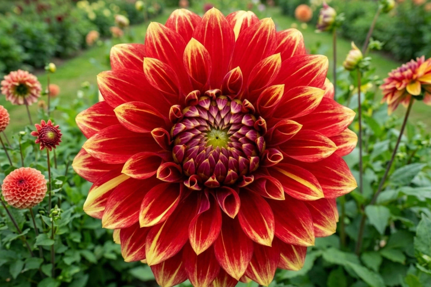 Giant Dinnerplate Dahlia Bulb Clump - Bohemian Spartacus - Large Flowering Tubers - Dahlia variabilis for Garden Landscaping