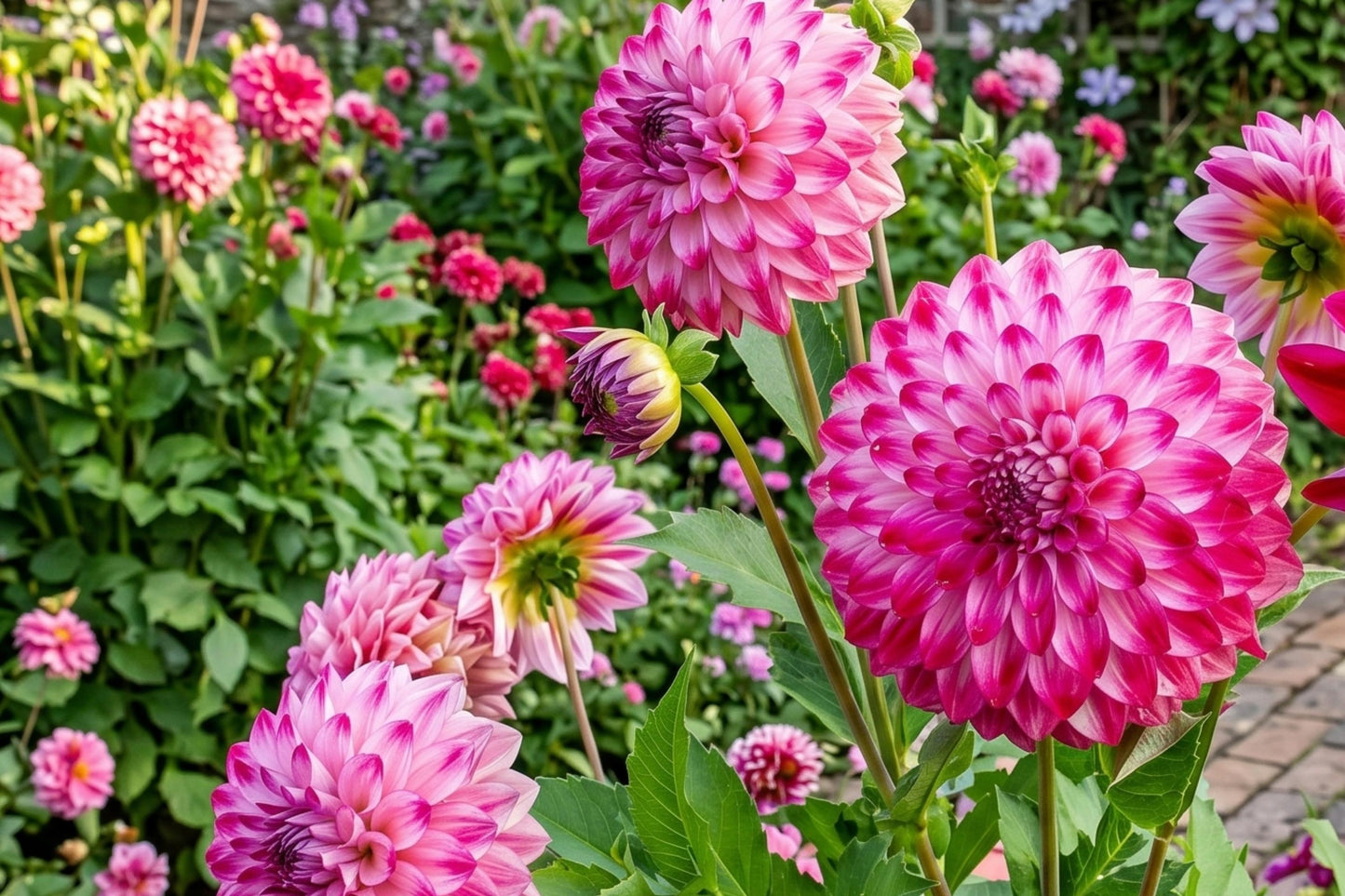Giant Ball Dahlia Bulb Tuber Clumps Caproz Pizzazz, Vibrant Multi-Color Blooms, Dahlia pinnata