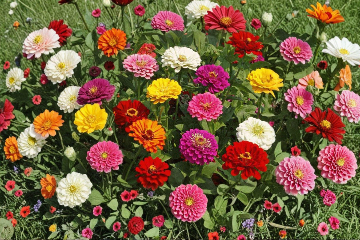 California Giant Zinnia Seeds – Mixed Colors, Heirloom, Non-GMO, Tall Cut Flower Garden, Bright Blooms, 200+ Seeds