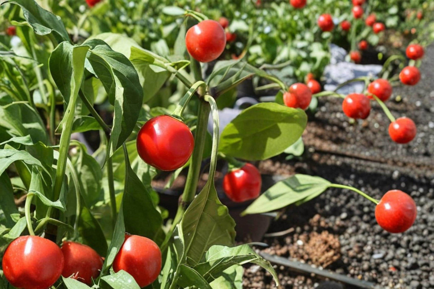 Red Cherry Pepper Seeds – Capsicum annuum, Compact Herbaceous Annual with Red Round Fruits, Moderate Heat, for Garden Beds & Containers