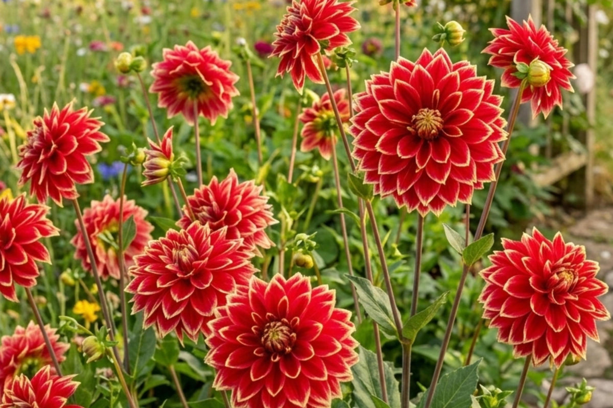 Giant DinnerPlate Dahlia Bulb Clump Dutch Carnival | Large Multicolored Flower Tuber for Garden & Cut Flowers