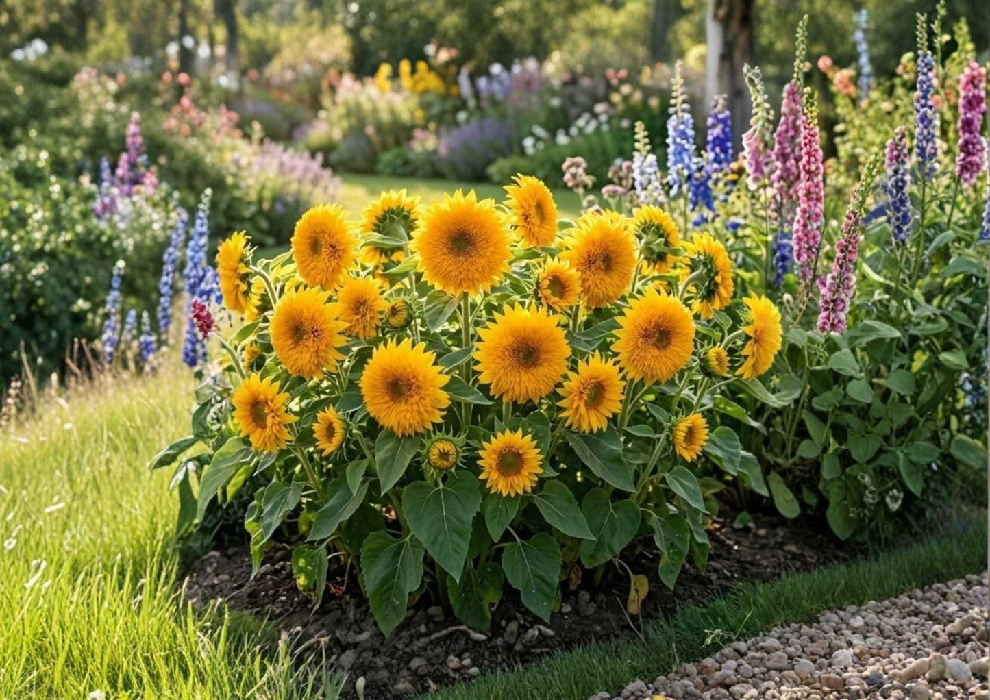 Double Dwarf Sunflower Seeds Teddy Bear Sungold Heirloom Flower Seeds for Garden Planting, Compact Bright Yellow Blooms