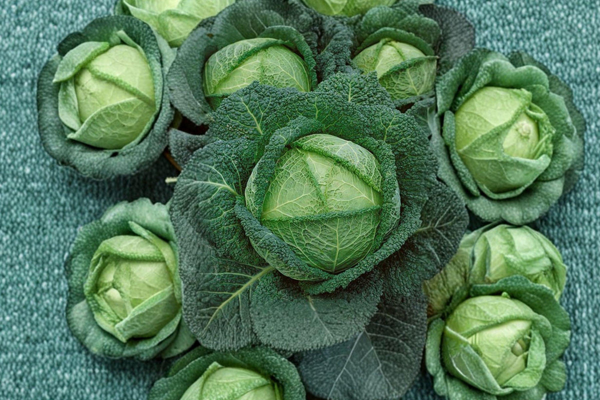 Savoy Perfection Cabbage Seeds – Heirloom, Non-GMO, Crinkled Green Leaves, Sweet Flavor, 500+ Seeds for Garden and Raised Beds