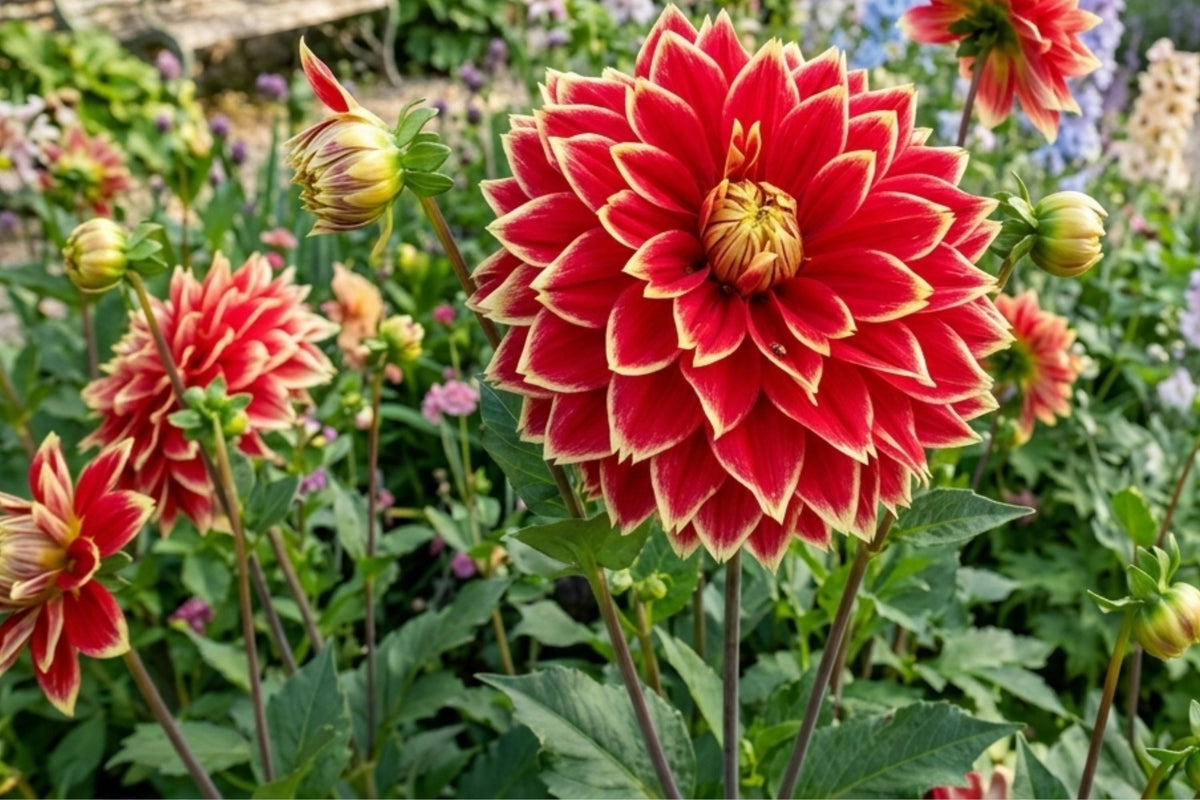 Giant Dinner Plate Dahlia Bulb Clump - Dutch Carnival Colorful Flowering Plant - Dahlia pinnata