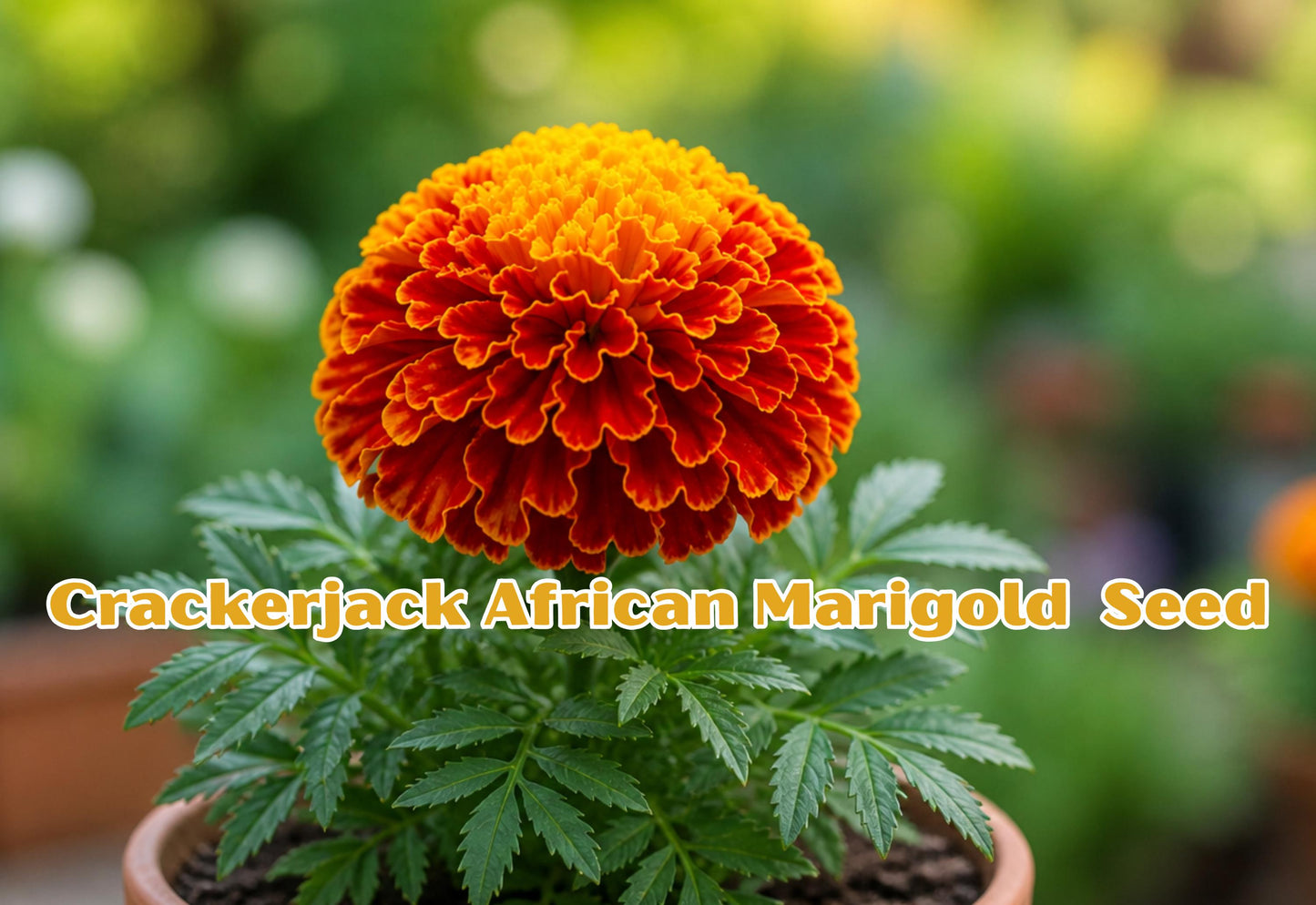 Crackerjack African Marigold Seeds | Tall Orange Yellow Tagetes Erecta Flower | 100 Seeds for Garden Beds & Containers