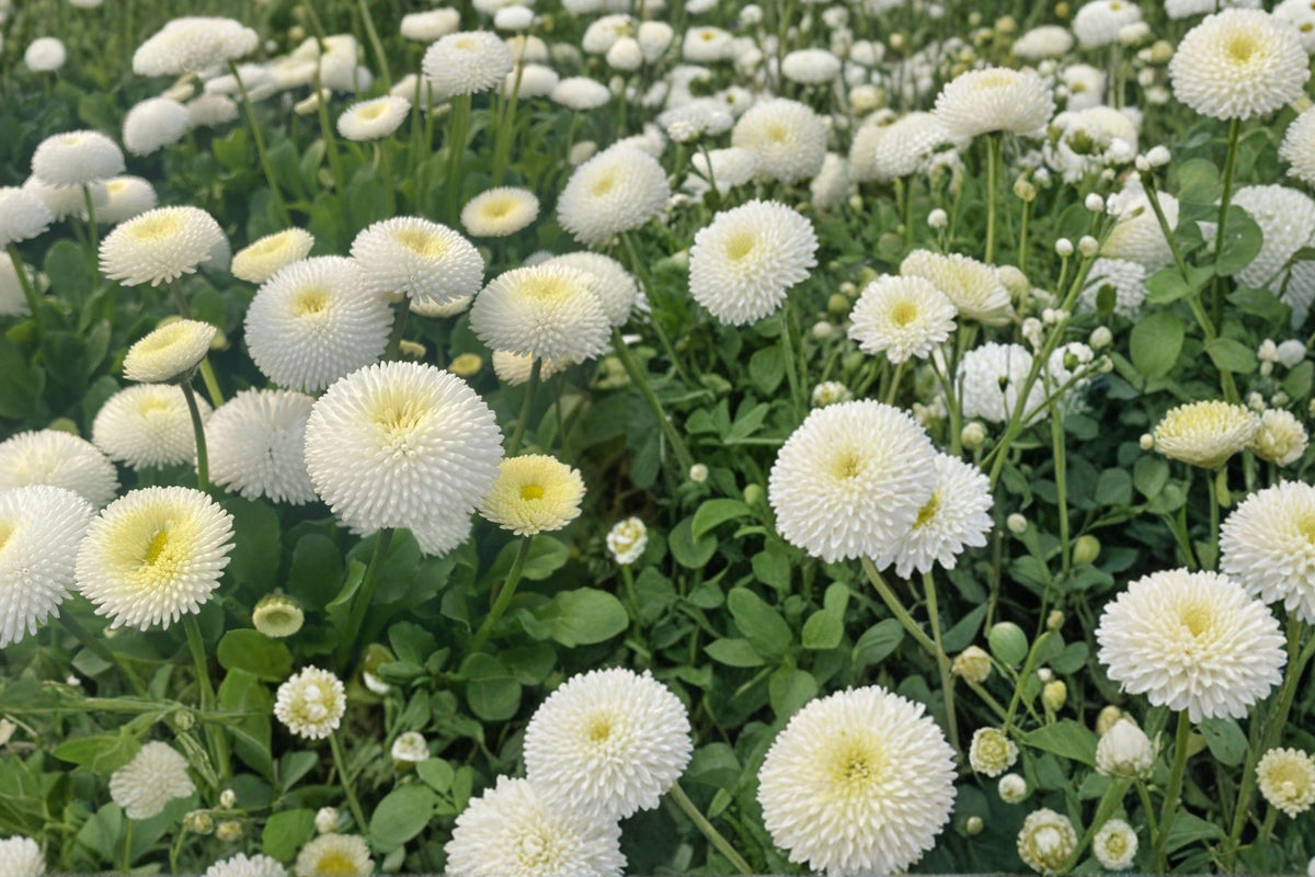 English Daisy Seeds – 175 White Bellis perennis Perennial Flower for Borders, Containers & Gardens