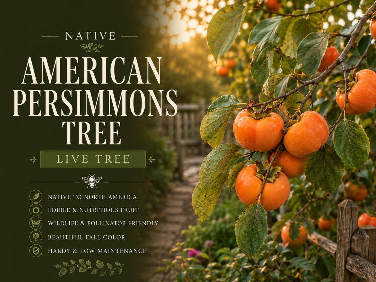 American Persimmon Seedling – Diospyros virginiana Fruit Tree for Edible Gardens & Landscaping