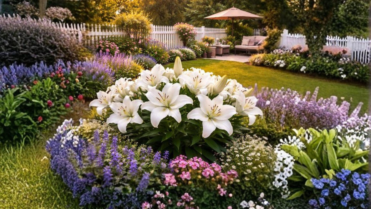 Riverdale White Asiatic Lily Bulbs – Flowering Perennial, White Ruffled Blooms, Outdoor Garden Plant, Lilium asiatic
