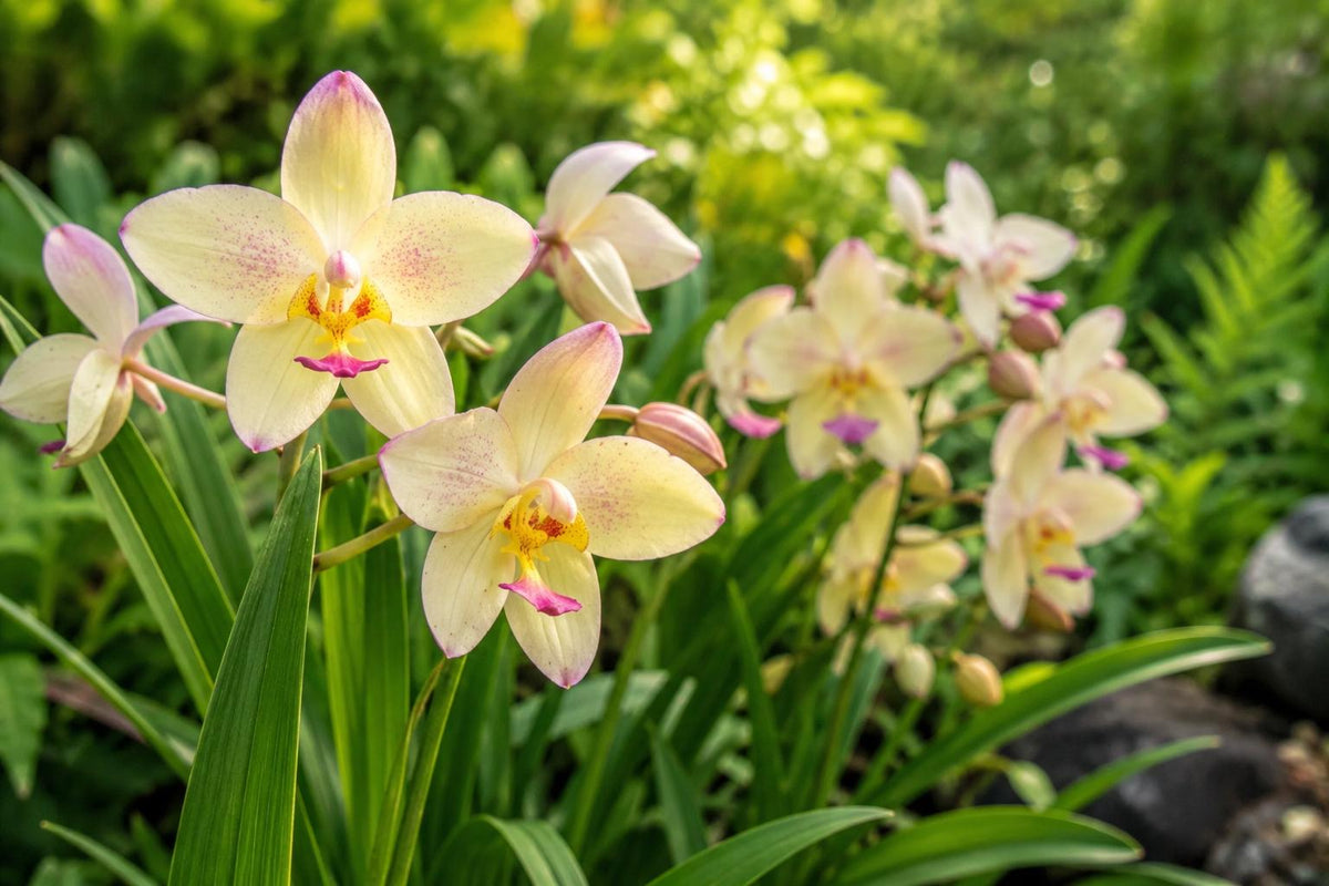 Yellow Ground Orchid Plant - Terrestrial Dendrobium spp. for Shade Gardens, Indoor or Outdoor, Philippine/Chinese Origin