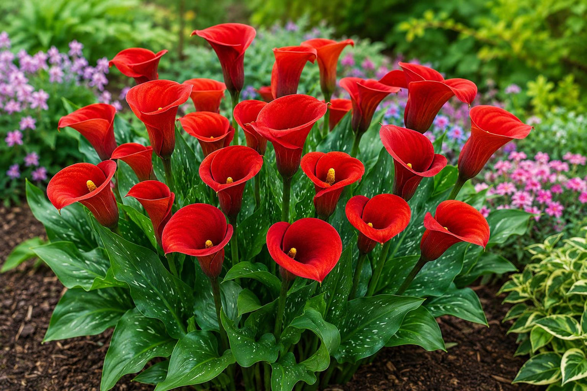 Calla Lily Bulbs Red Alert - Live Zantedeschia spp. Flower Plant for Garden, Border, or Container Planting