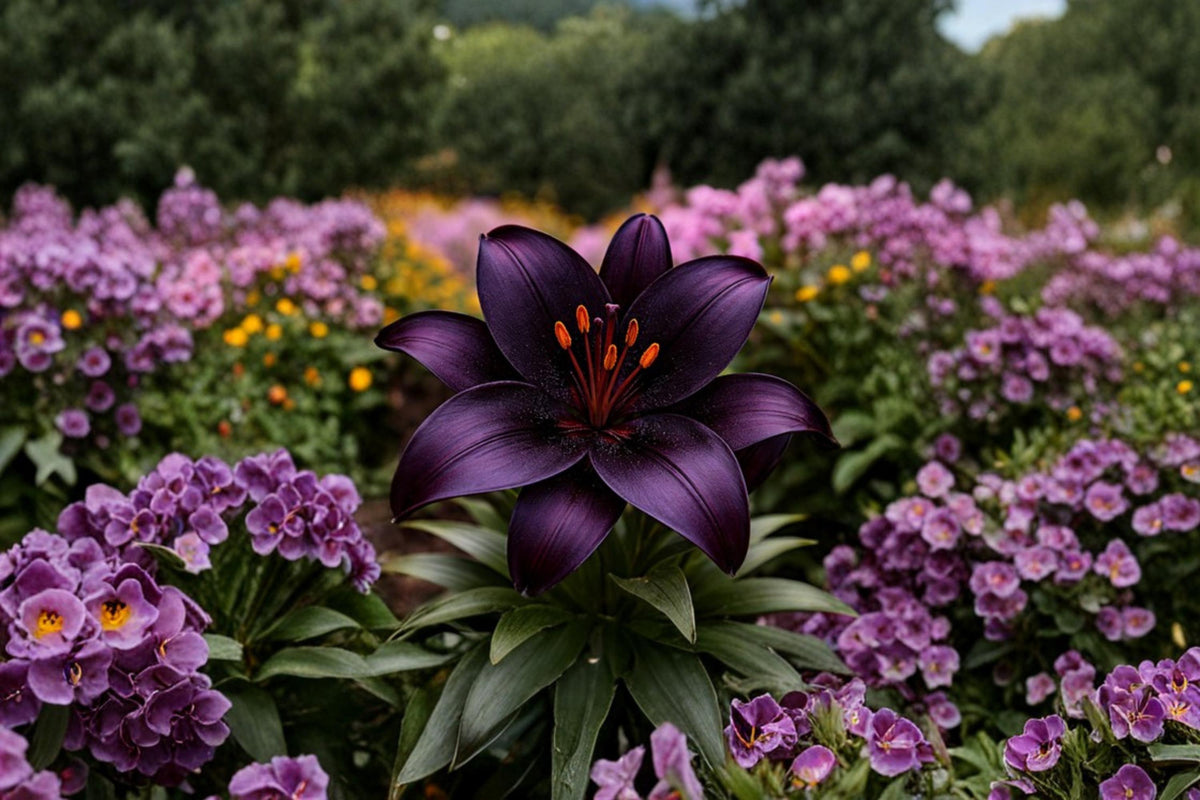 Blackstone Lily Bulbs – Asiatic Lily Lilium asiatic – Deep Burgundy Flowers for Garden Beds & Borders