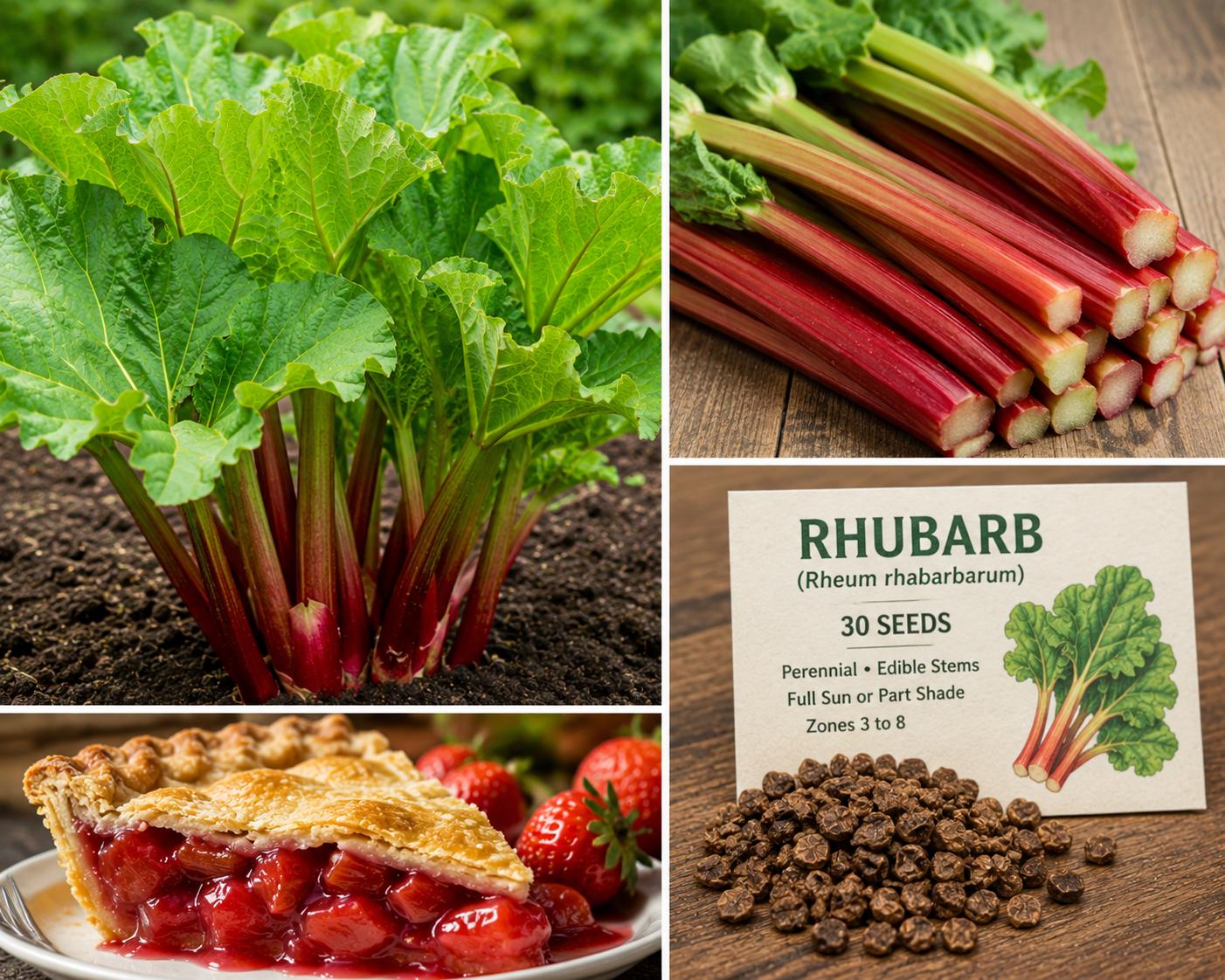 Rhubarb Seeds – Perennial Edible Plant for Garden, Rheum rhabarbarum, 30 Seeds
