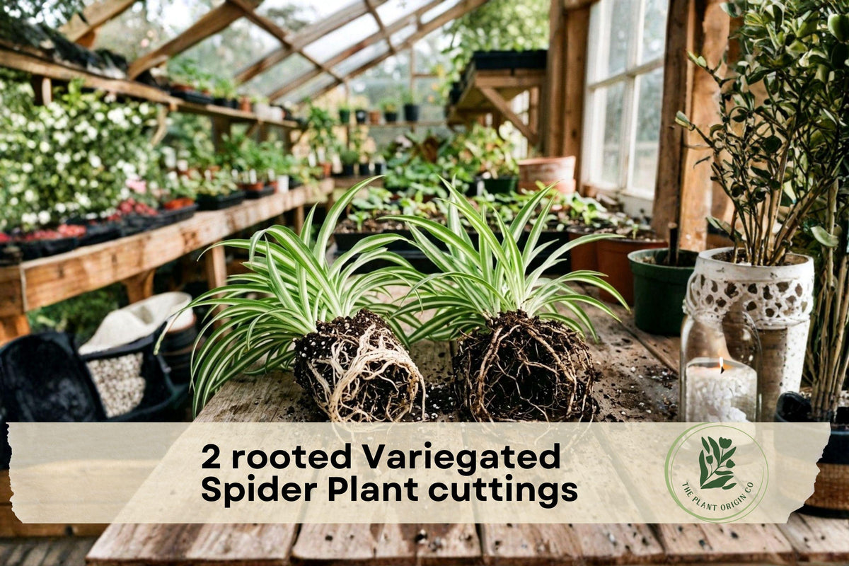 Rooted Variegated Spider Plant Cuttings – Green and White Foliage, Indoor Houseplant, Chlorophytum comosum ‘Variegatum’