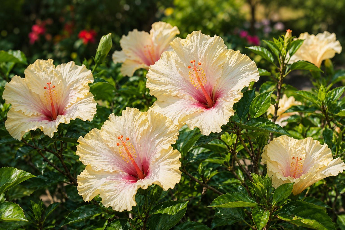 Tropical Hibiscus Plant - Single Bloom Pale Yellow Lavender - Hibiscus rosa-sinensis - Garden Flower for Outdoors & Containers