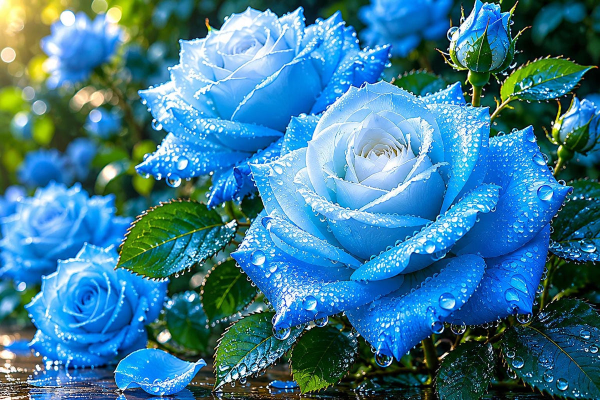 Broken Ice Blue Rose Seeds - 20pcs Non-GMO Heirloom Rosa spp. Blue-Hued Flower Seeds for Garden, Indoor & Outdoor Planting