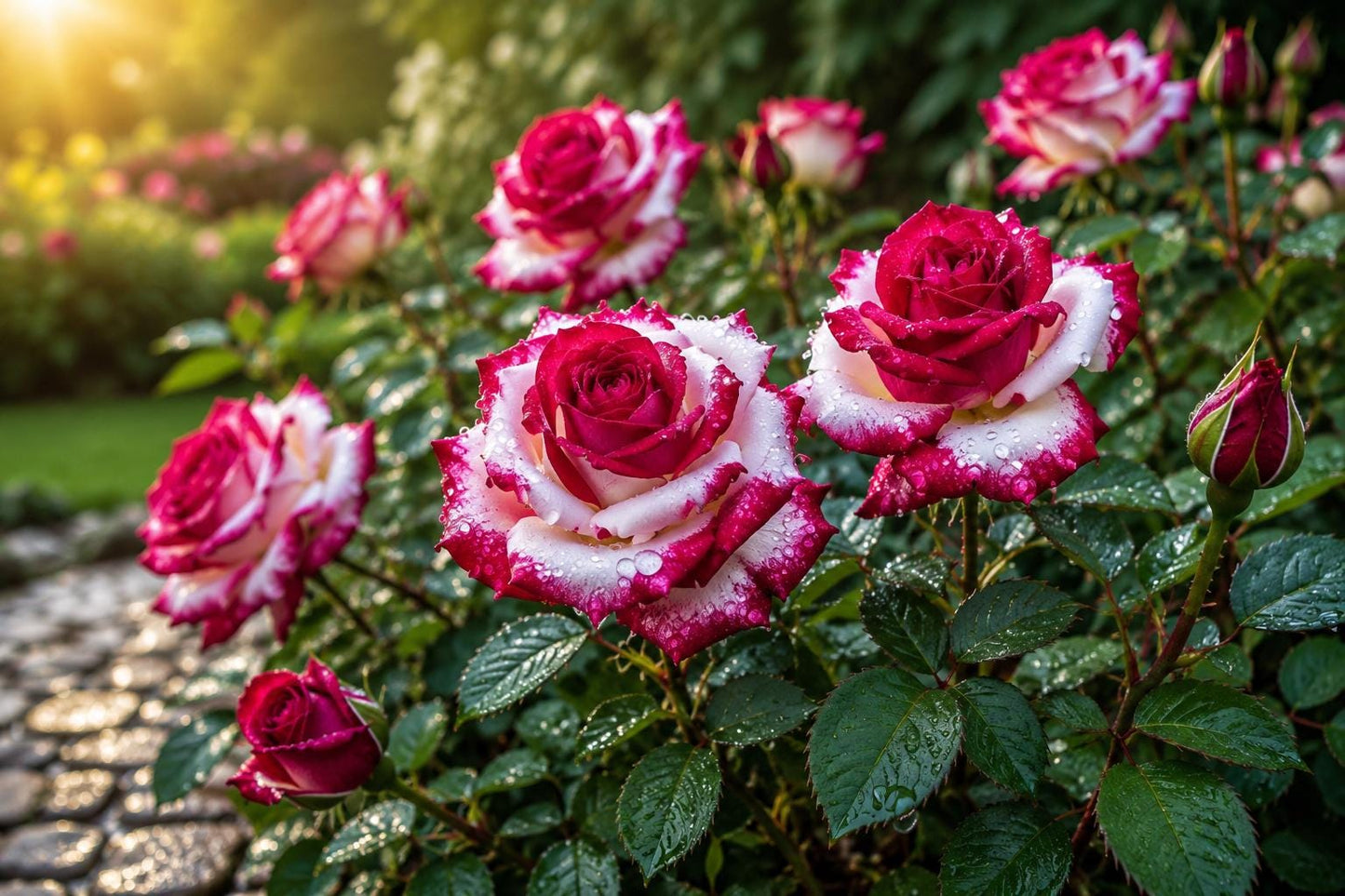 Bi-Color Rose Seeds Pack - Red & White Blooms Rosa spp. for Garden, Cut Flowers, Pollinator Attraction