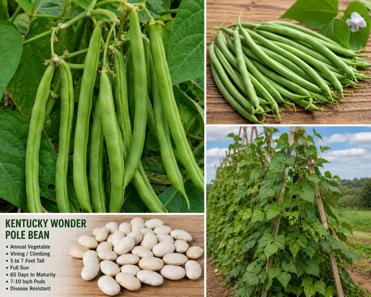 Kentucky Wonder Pole Bean Seeds – Phaseolus vulgaris Climbing Vegetable for Garden, 20 Seeds