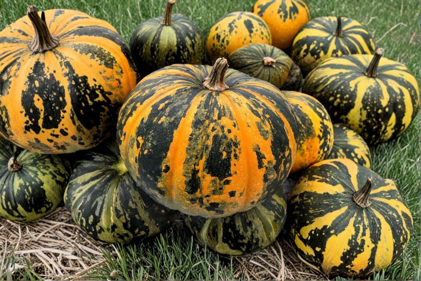 Painted Stripe Pumpkin Seeds – Hybrid Cucurbita pepo Decorative Striped Ornamental Pumpkin Seeds, Fall Harvest & Garden Decor