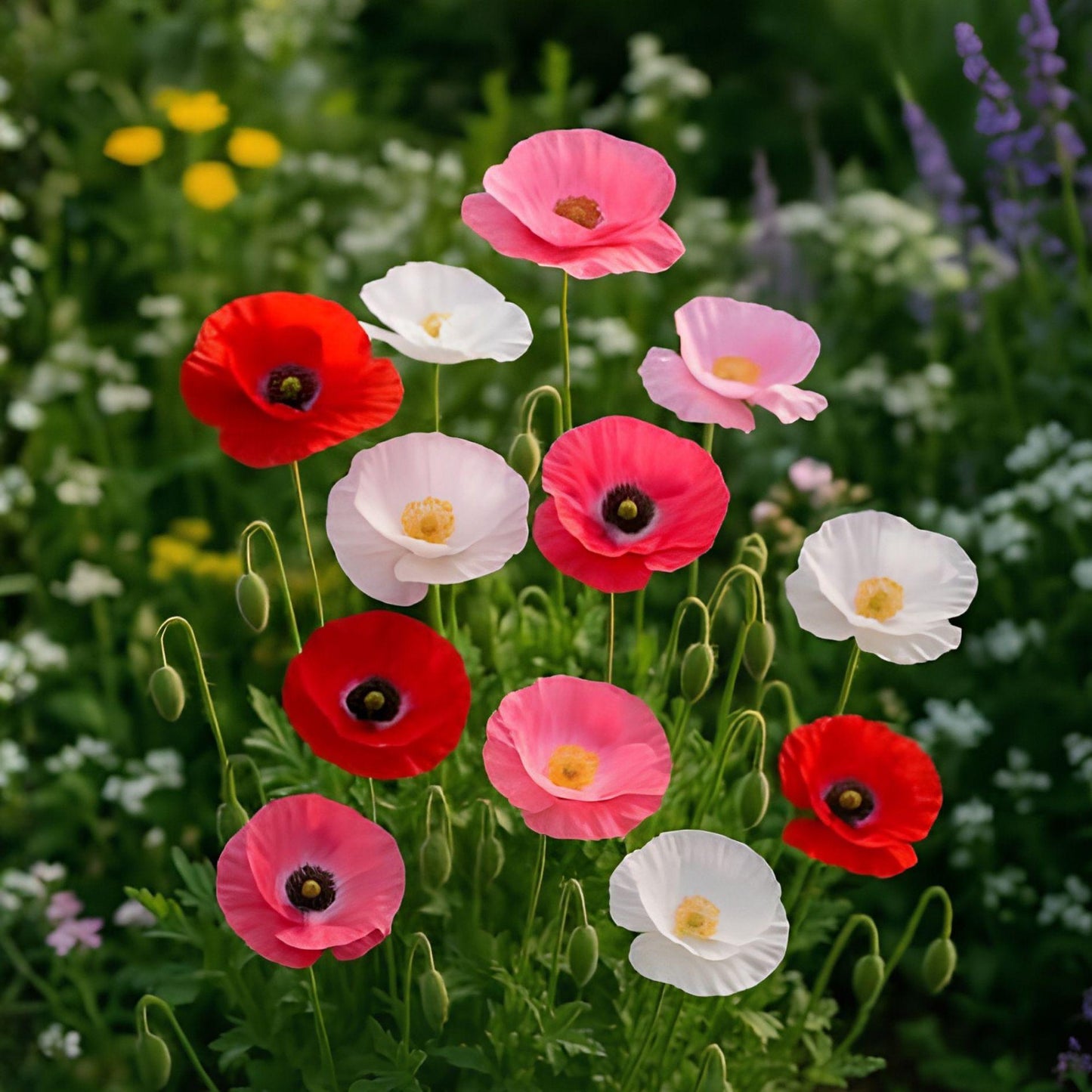 Corn Poppy Mix Seeds – 100 Varieties of Papaver rhoeas Wildflower Blend for Gardens, Meadows, and Pollinator Habitats