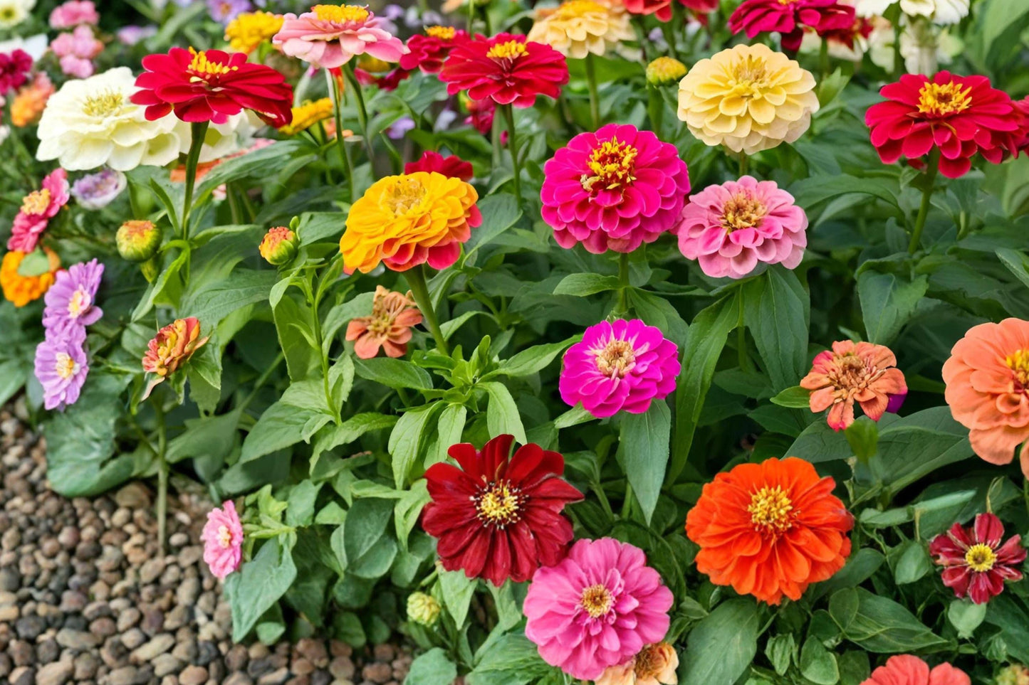 Pompon Pumila Zinnia Mix Seeds – Colorful Annual Zinnia Flowers for Garden Beds & Cut Flowers – Zinnia elegans