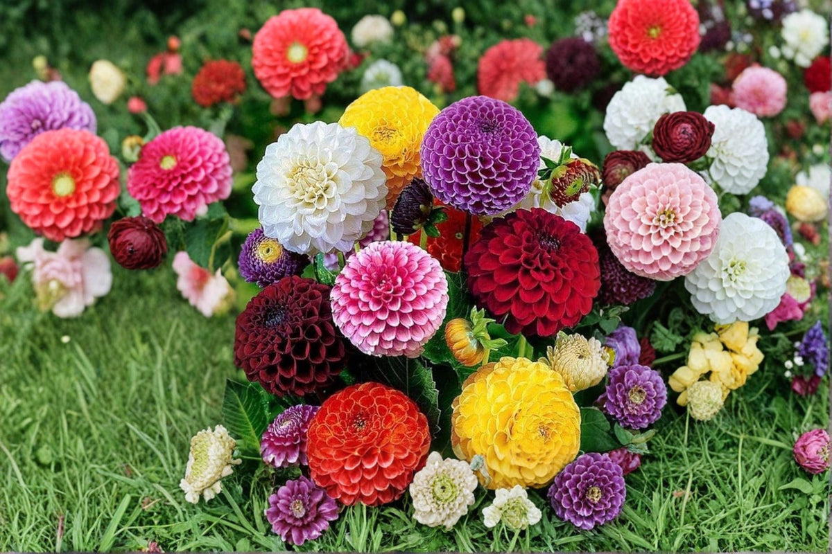 Pom Pom Dahlia Seeds 100+ Count | Mixed Color Ornamental Flower Seeds | Dahlia pinnata for Borders & Cut Flowers