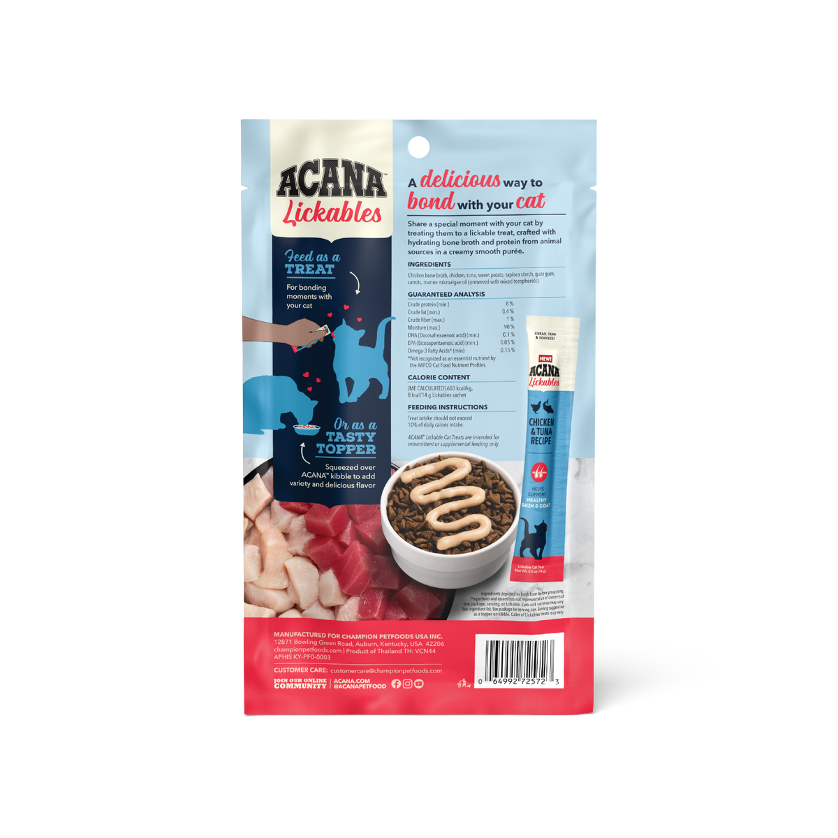 Acana Cat Lickables Chicken & Tuna Cat Treats (2.5oz)