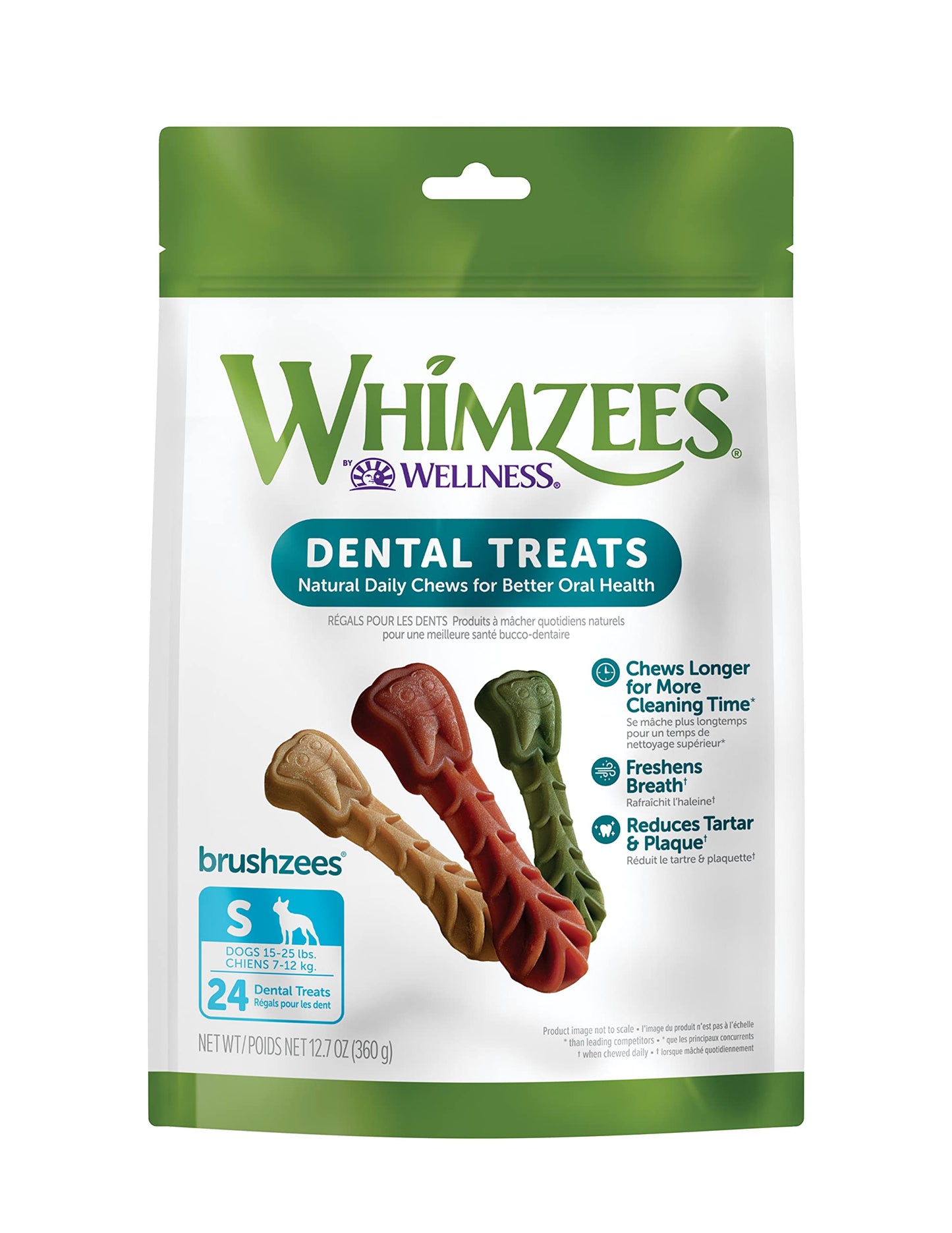 Valuebag Whimzees Brushzees Small Daily Dental Dog Treats 3.4" (12.7oz)