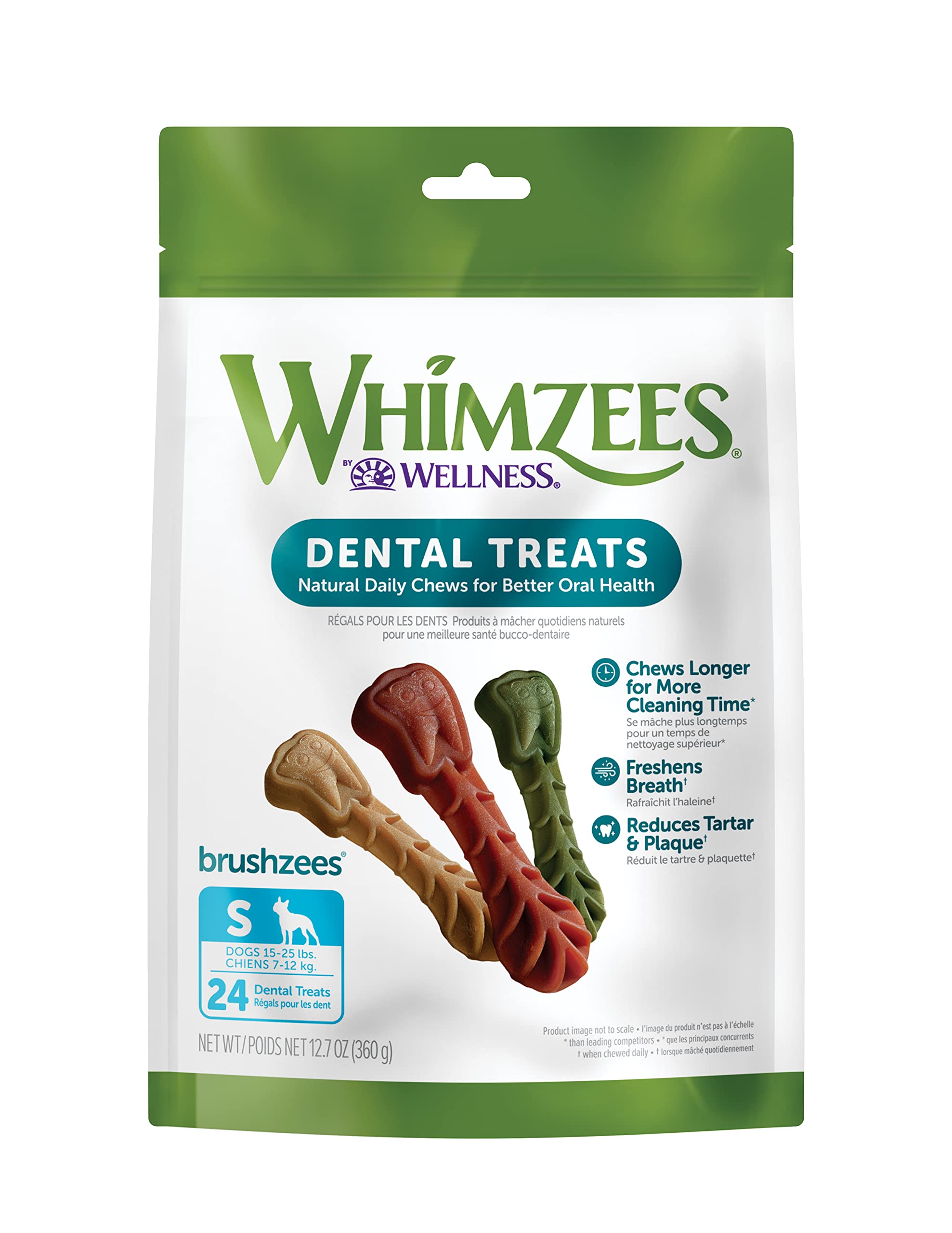 Valuebag Whimzees Brushzees Small Daily Dental Dog Treats 3.4" (12.7oz)