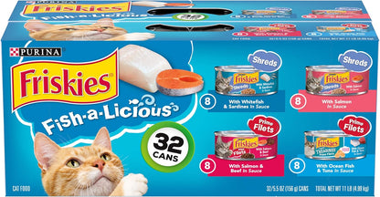 32Ct 5.5oz Friskies Fish-A-Licious Variety Pack
